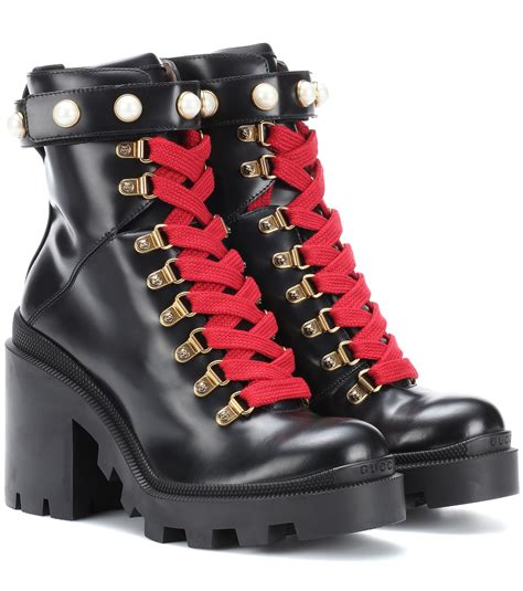 gucci black lace-up ankle boots|gucci boots women thigh high.